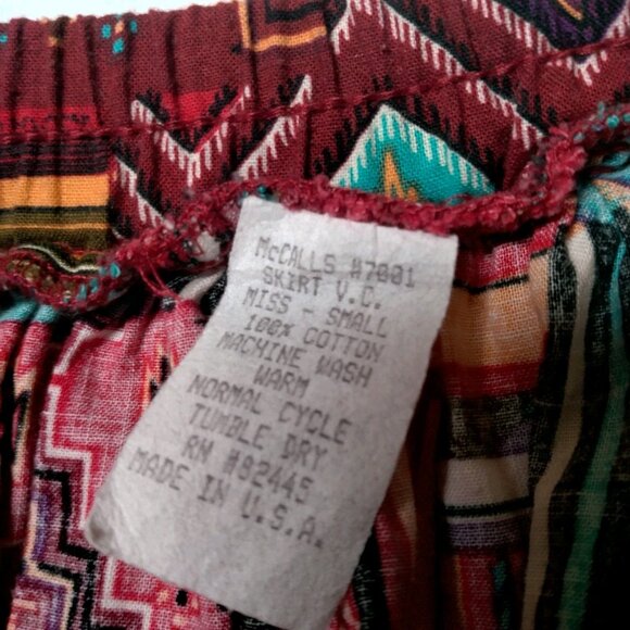 McCalls Skirt Small Long Maxi Southwestern Native Patchwork Tribal Print Natural - Picture 5 of 11